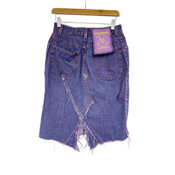 Ciprianamia Denim Upcycled Levi’s Purple Denim Skirt Grunge Whimsygoth Size 28? - Picture 1 of 10